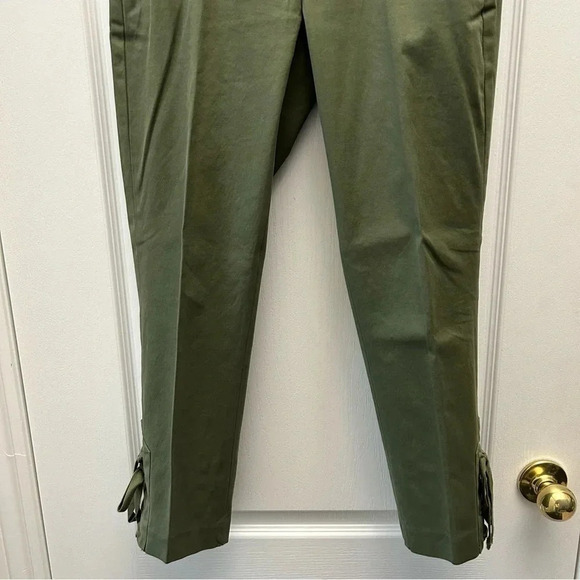 Banana Republic Avery Pant  Straight Leg Ankle Tie Cropped Chino Green 0 Short - Picture 6 of 16